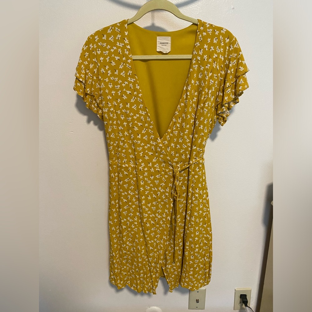 Harper Heritage Flutter Sleeve Floral Wrap Dress Size L